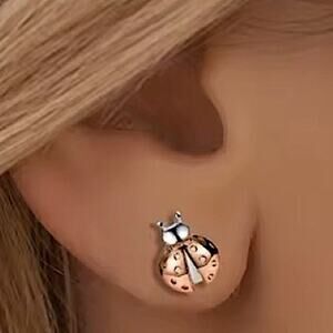Sterling Silver Lady Bug Stud Earrings